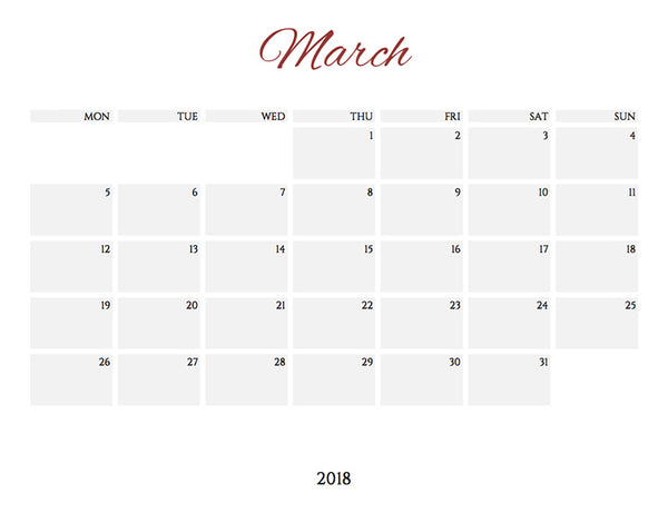 Free 2018 Printable Calendar