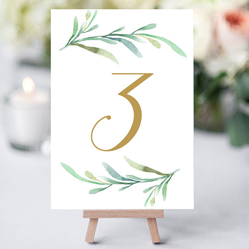 Free Printable Table Numbers, Greenery Wedding