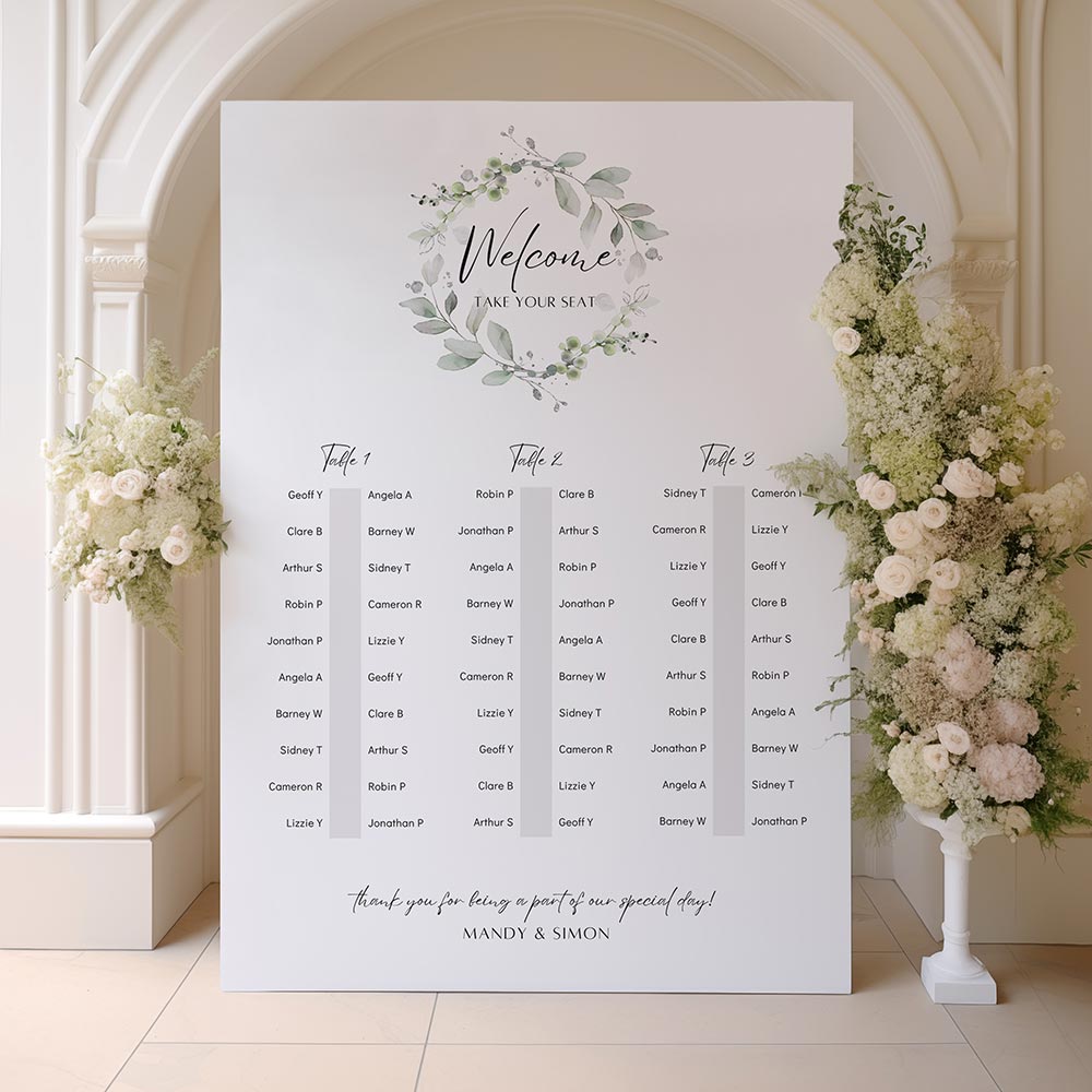 Seating Plan with three long tables