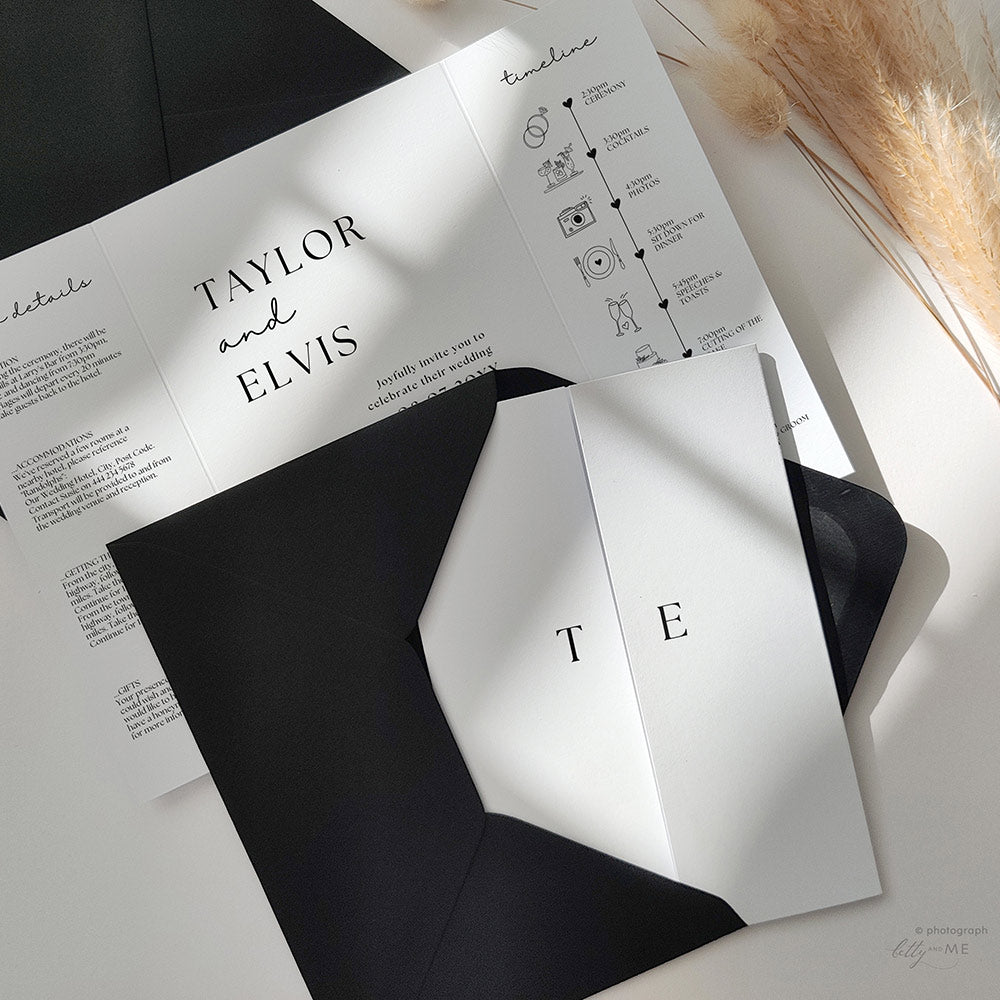 Black and white wedding invitations