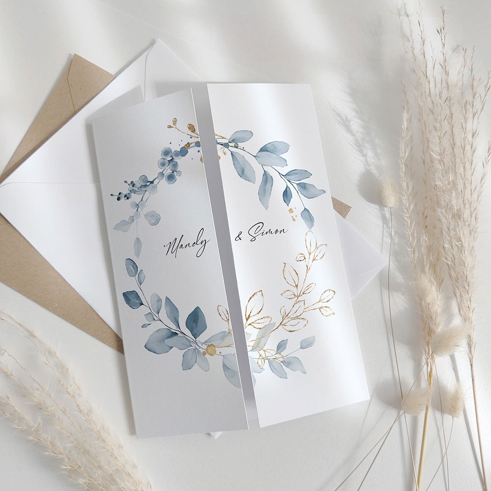 Dusty Blue Gatefold Invitations