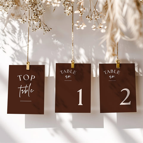 Dark brown espresso table numbers