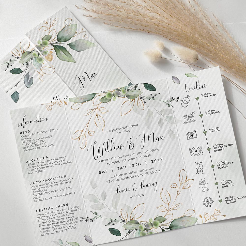 eucalyptus wedding invitations