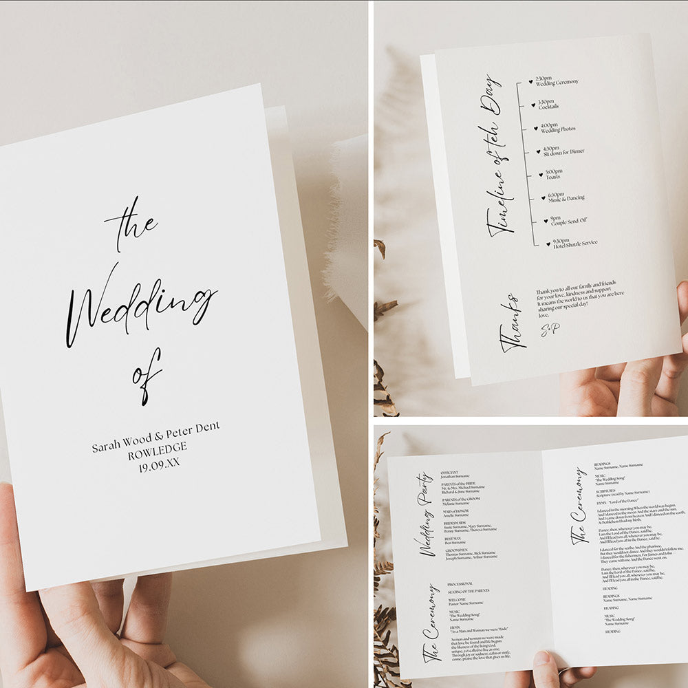 Folded Wedding Program Order of Service