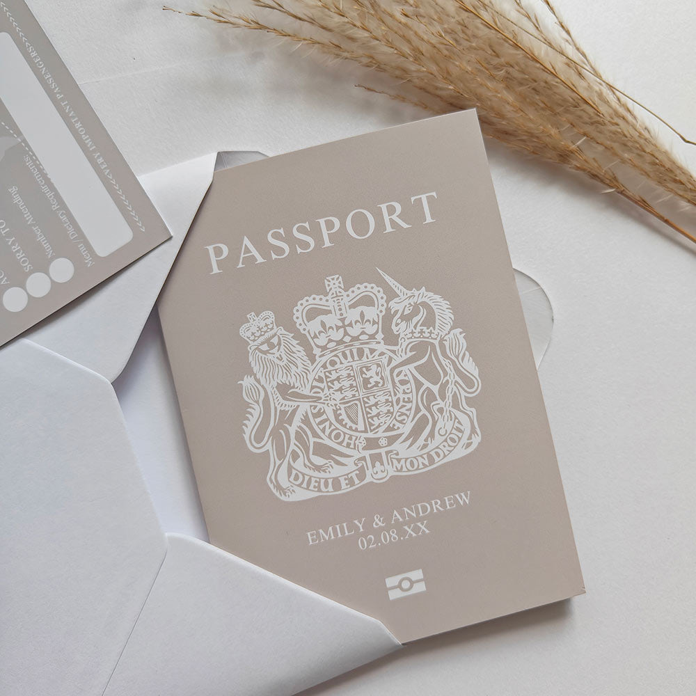 Beige Passport Invitations