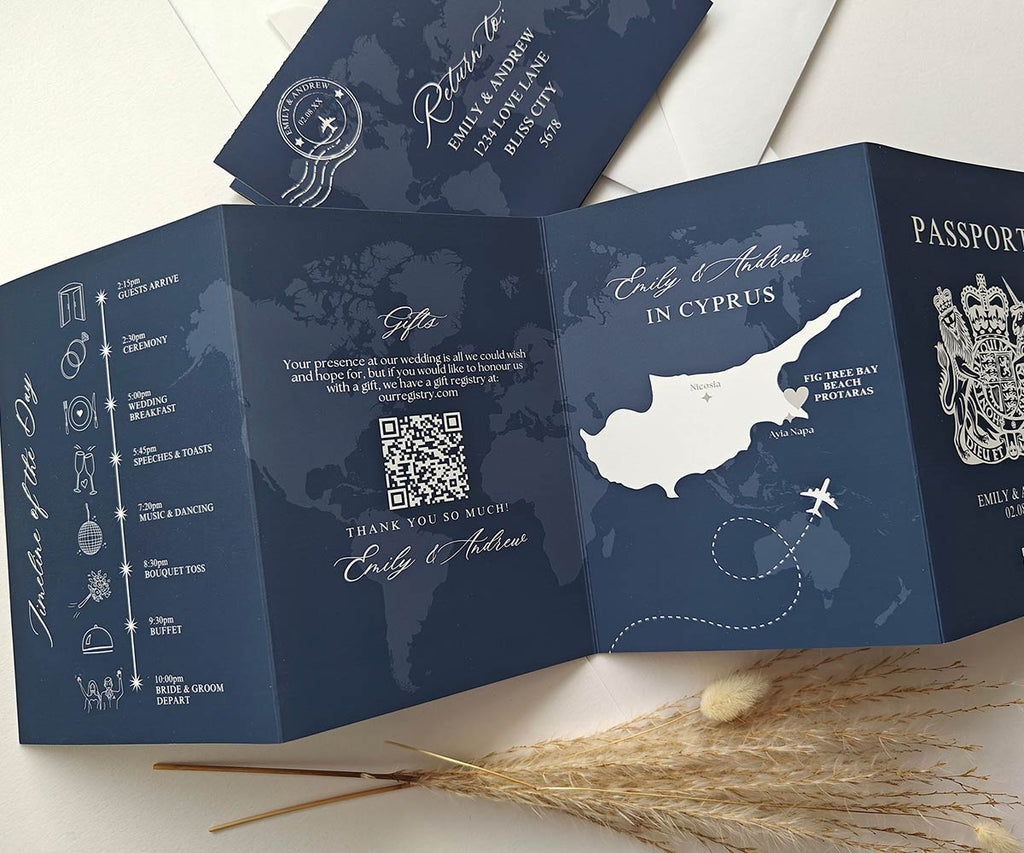 French Navy Wedding Invitations