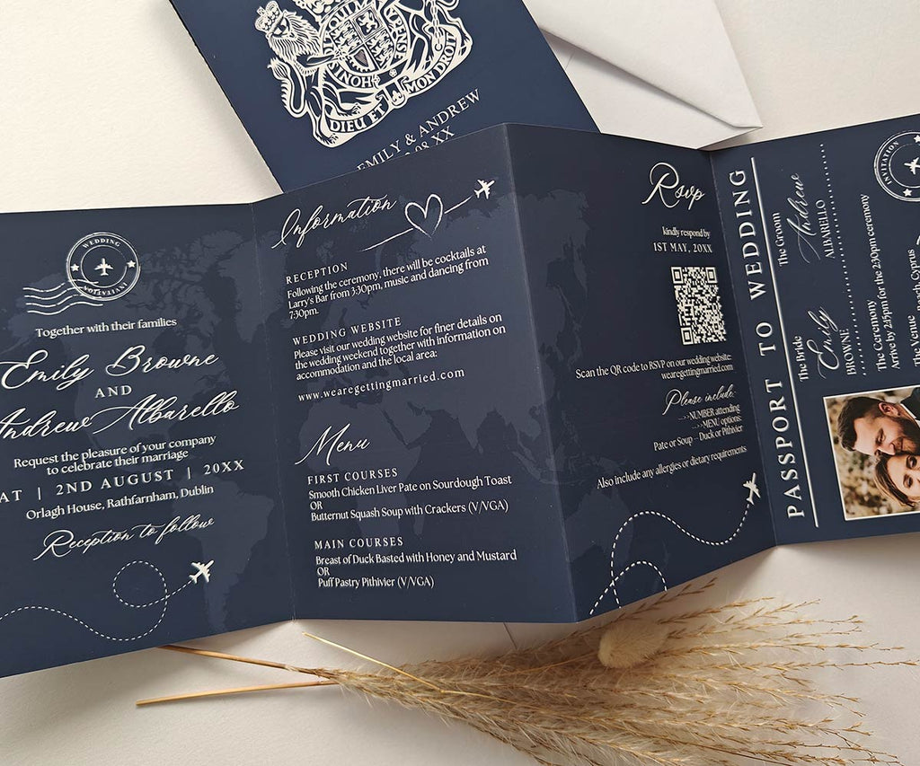 French navy wedding invitations