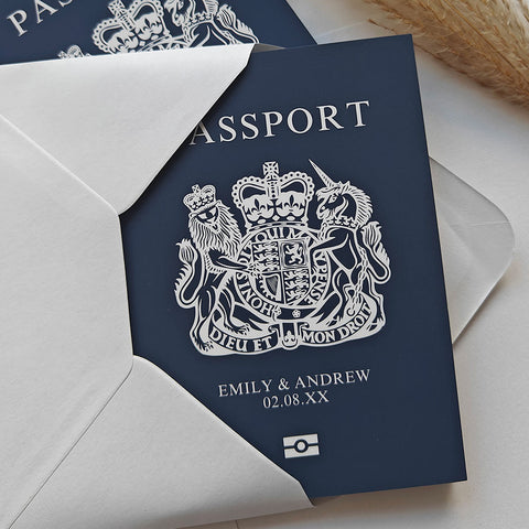 French navy passport wedding invitations