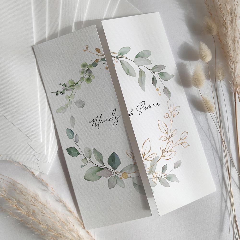 Gatefold Wedding Invitations on Fine Lined Card