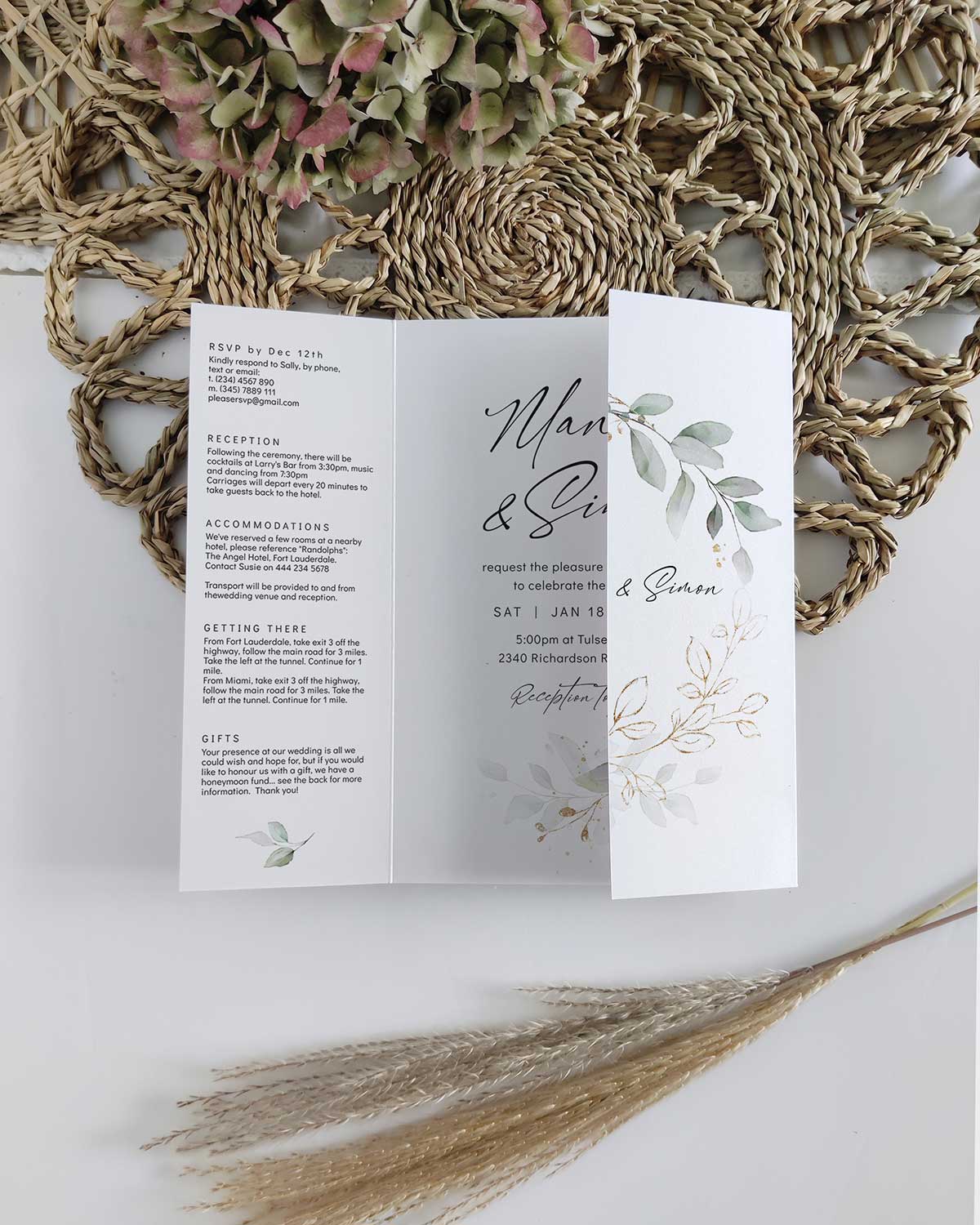 Invitation Foldable Folded Wedding Invitation Template - Connie & Joan