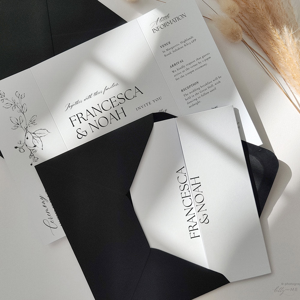 Black and White Minimalist Wedding Invitations