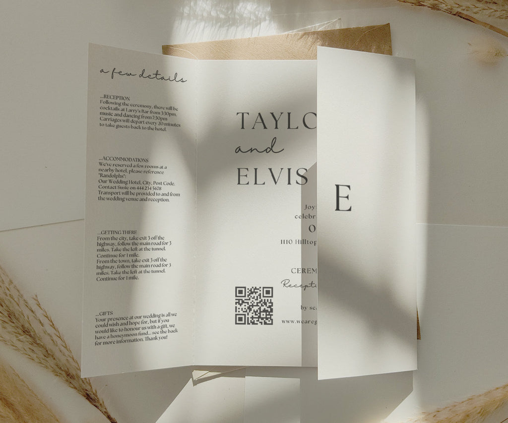 Minimalist Printed Gatefold Wedding Invitations