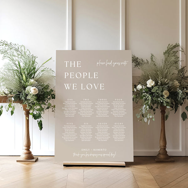 The People We Love Table Plan in Neutral Stone Colour