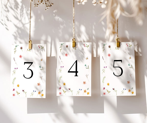 Wildflower Table Number Cards