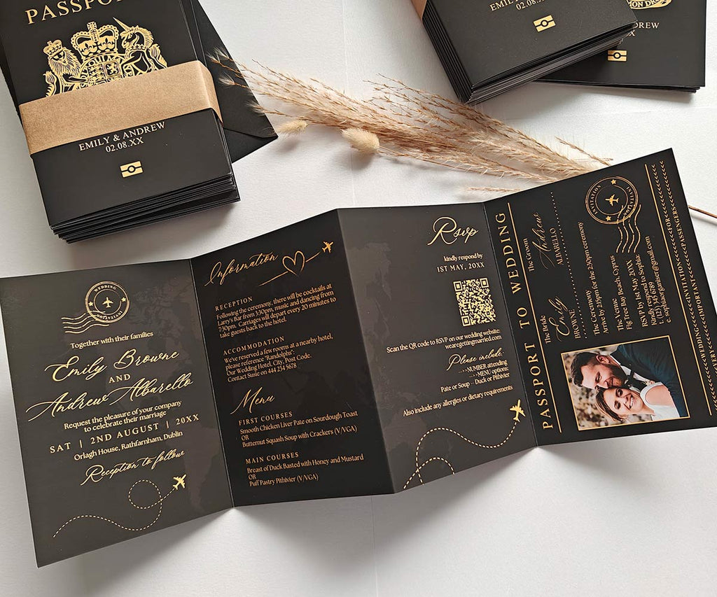 Black Concertina Wedding Invitations