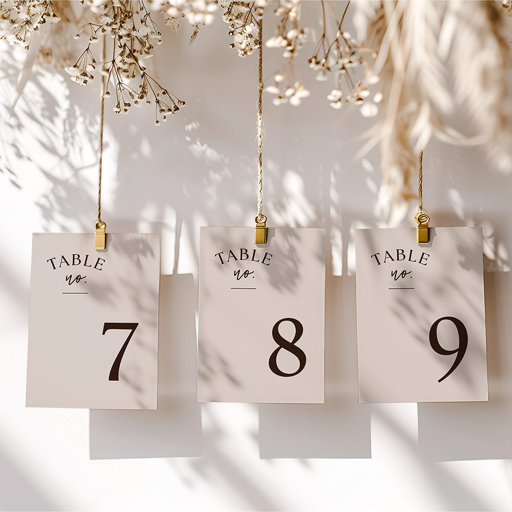 Beige and Brown Table Numbers