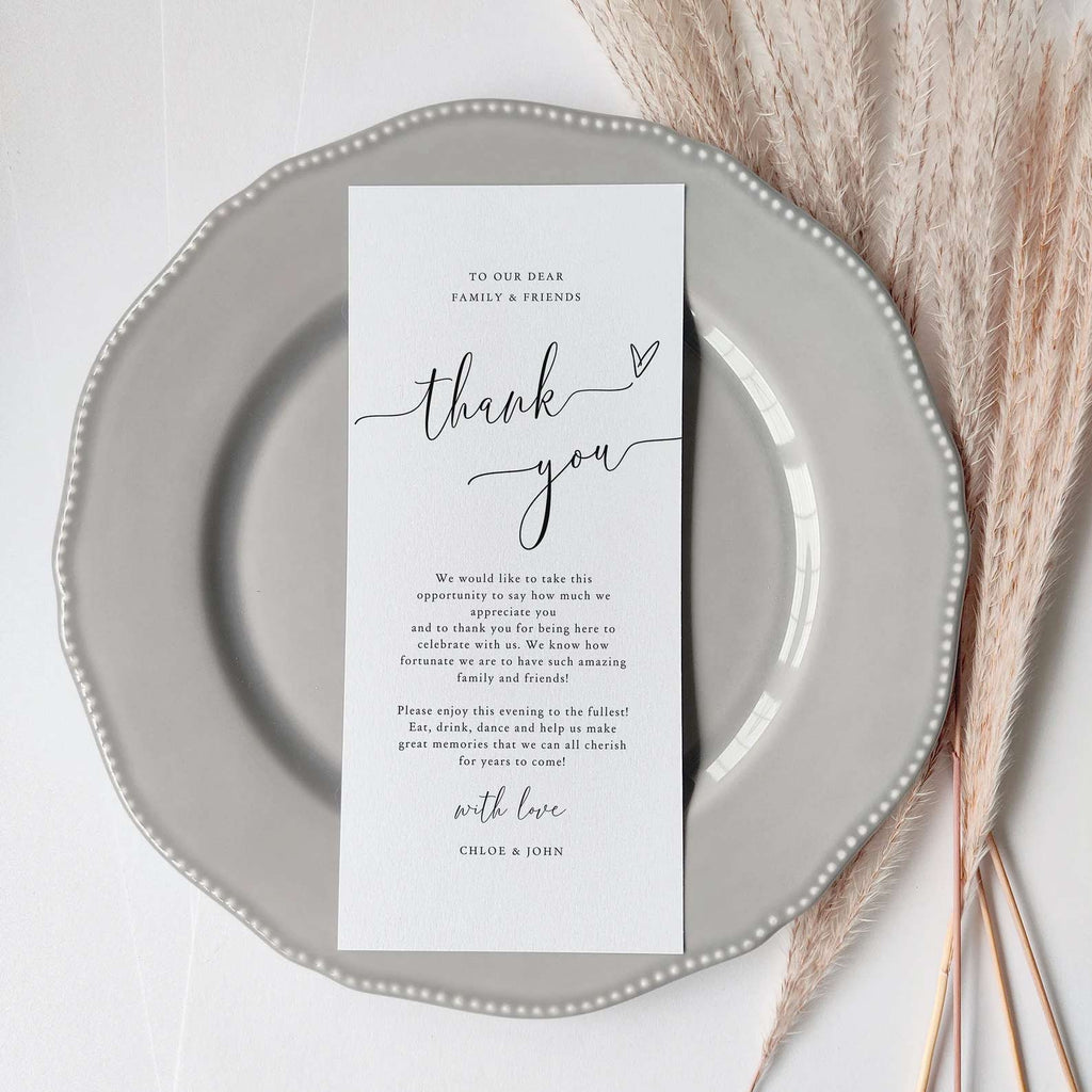 Thank you note on plate