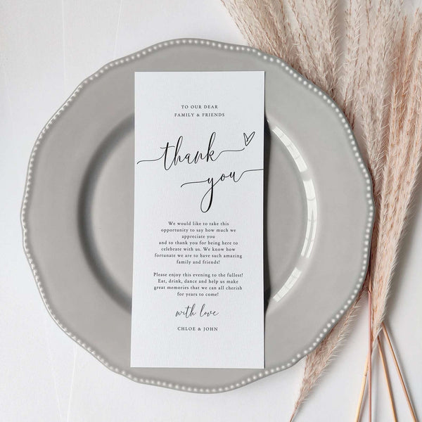 Thank you note on plate