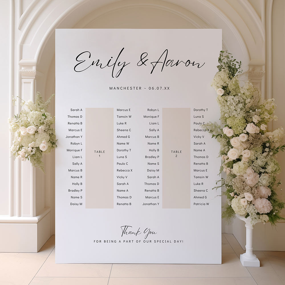 Print Mounted Table Seating Plan Boards - Connie & Joan