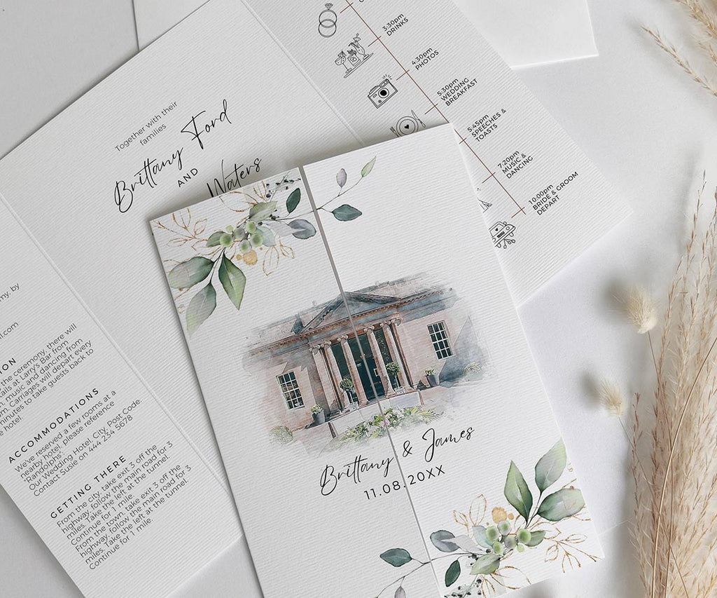 Wedding Venue Sketch Invitations
