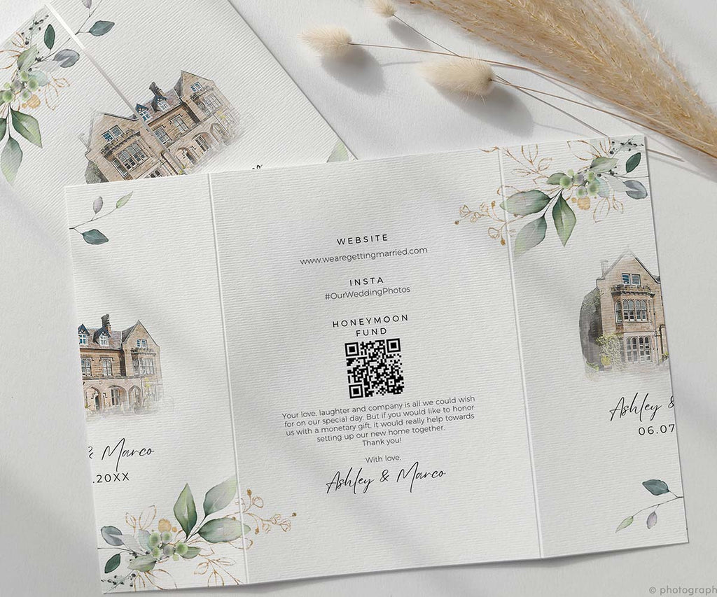 Wedding Venue Sketch Invitations
