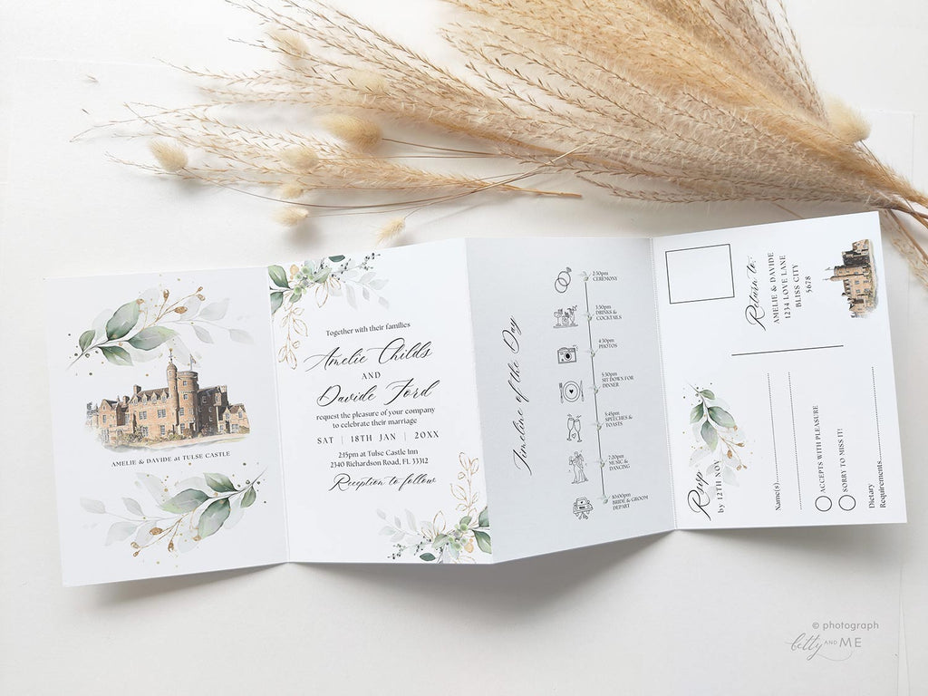 Wedding Venue Sketch Invitations