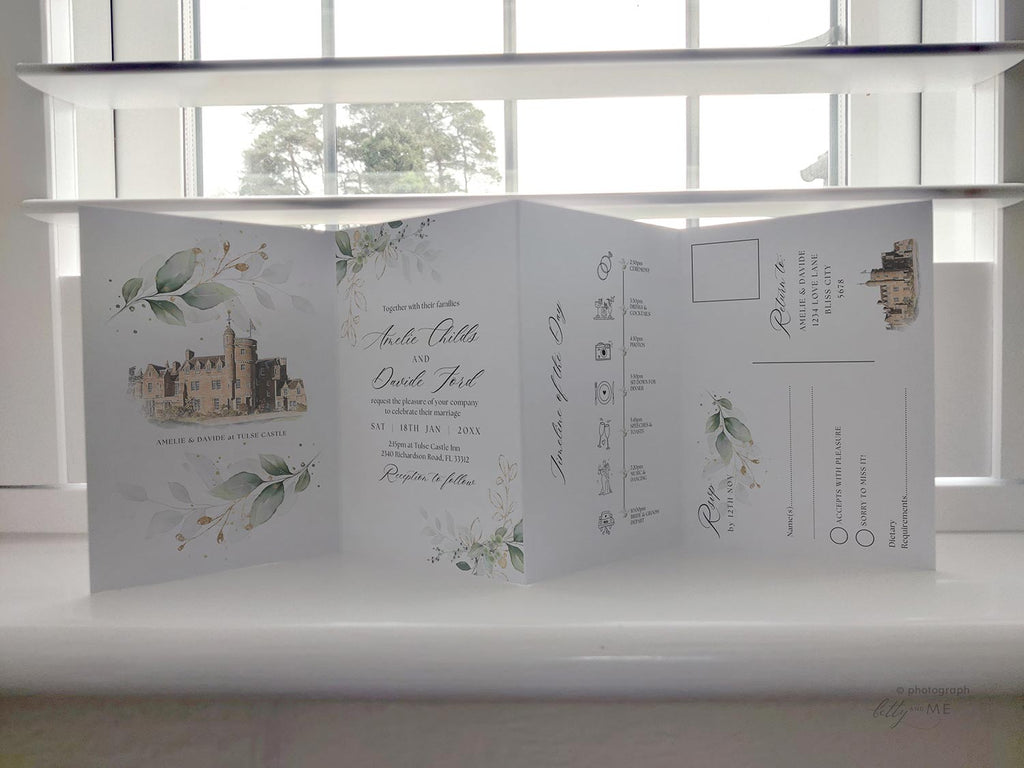 Wedding Venue Sketch Invitations