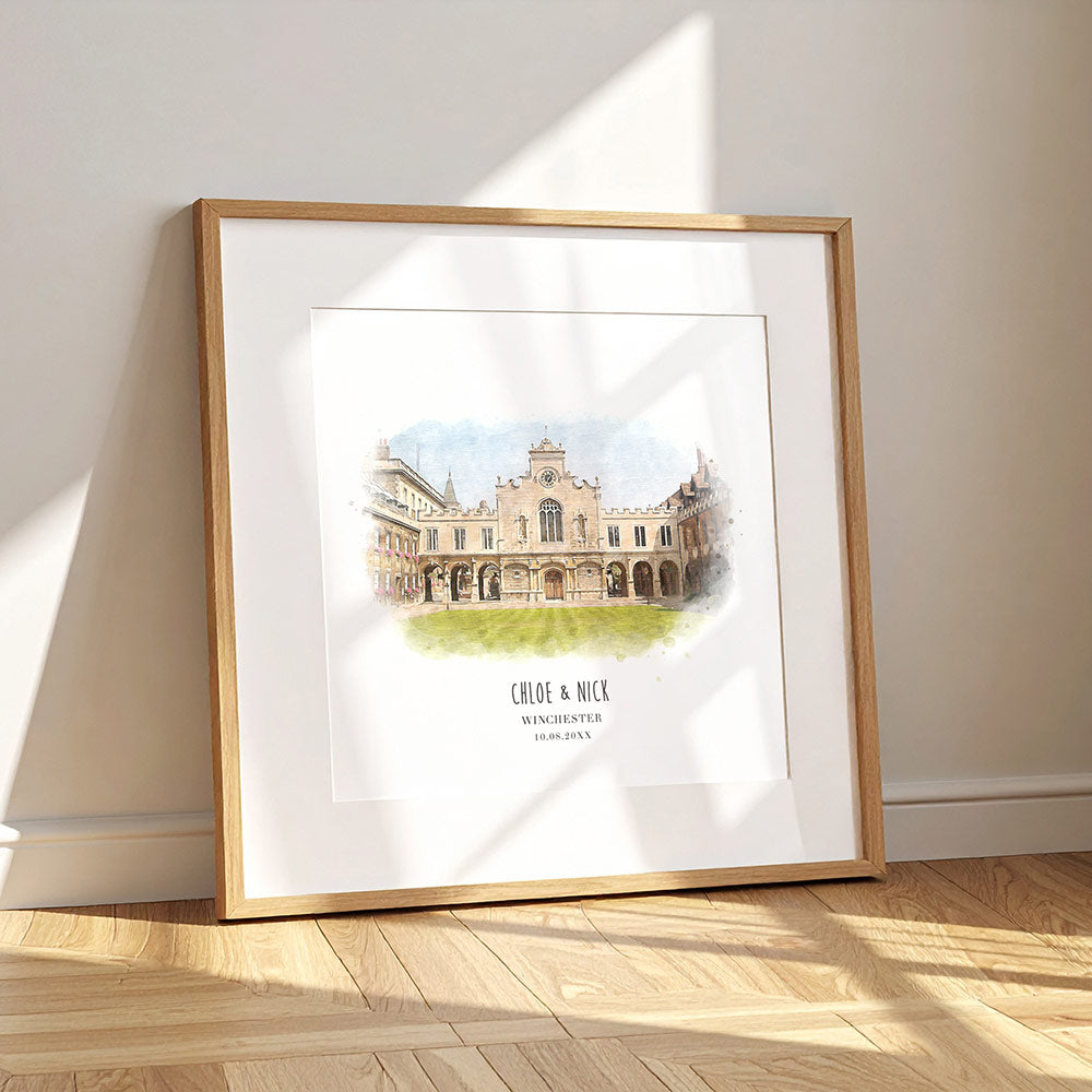 Oak Framed Wedding Venue Sketch