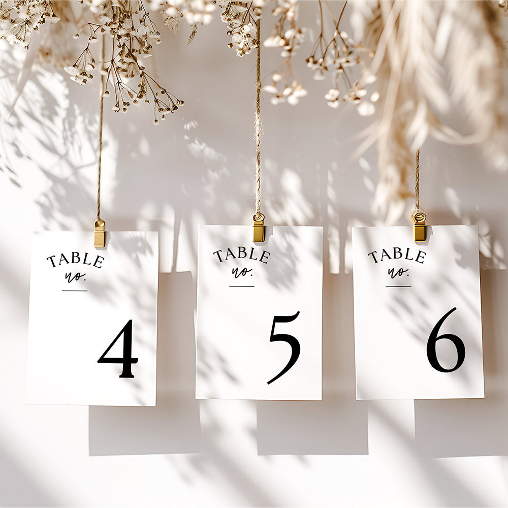 Hanging Modern White Wedding Table Numbers