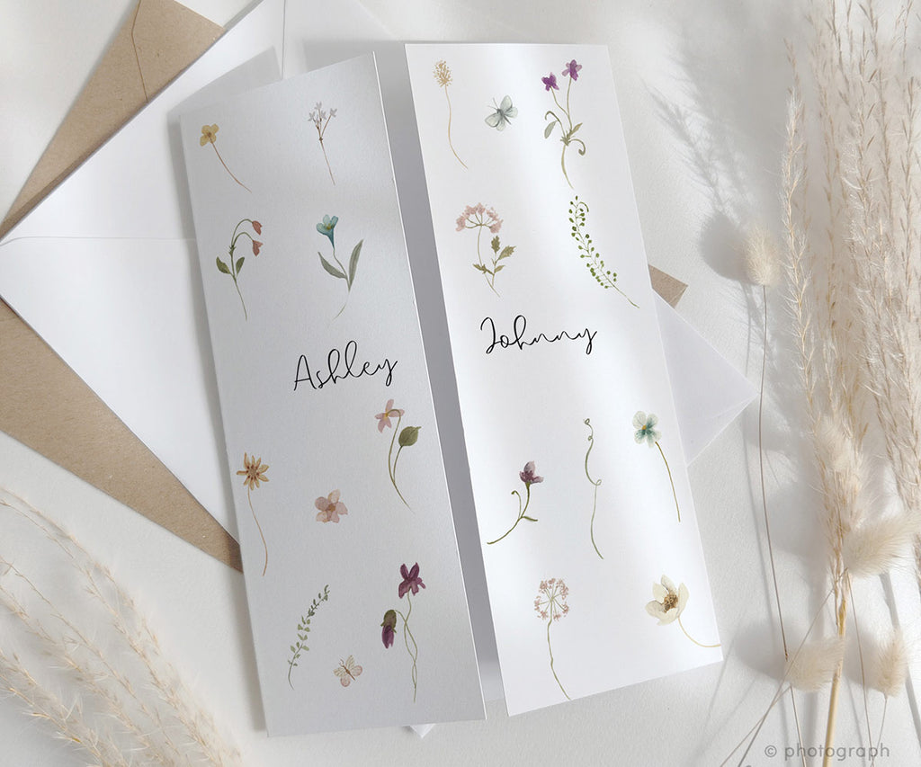 Pretty Gatefold Wedding Invitations with flowers