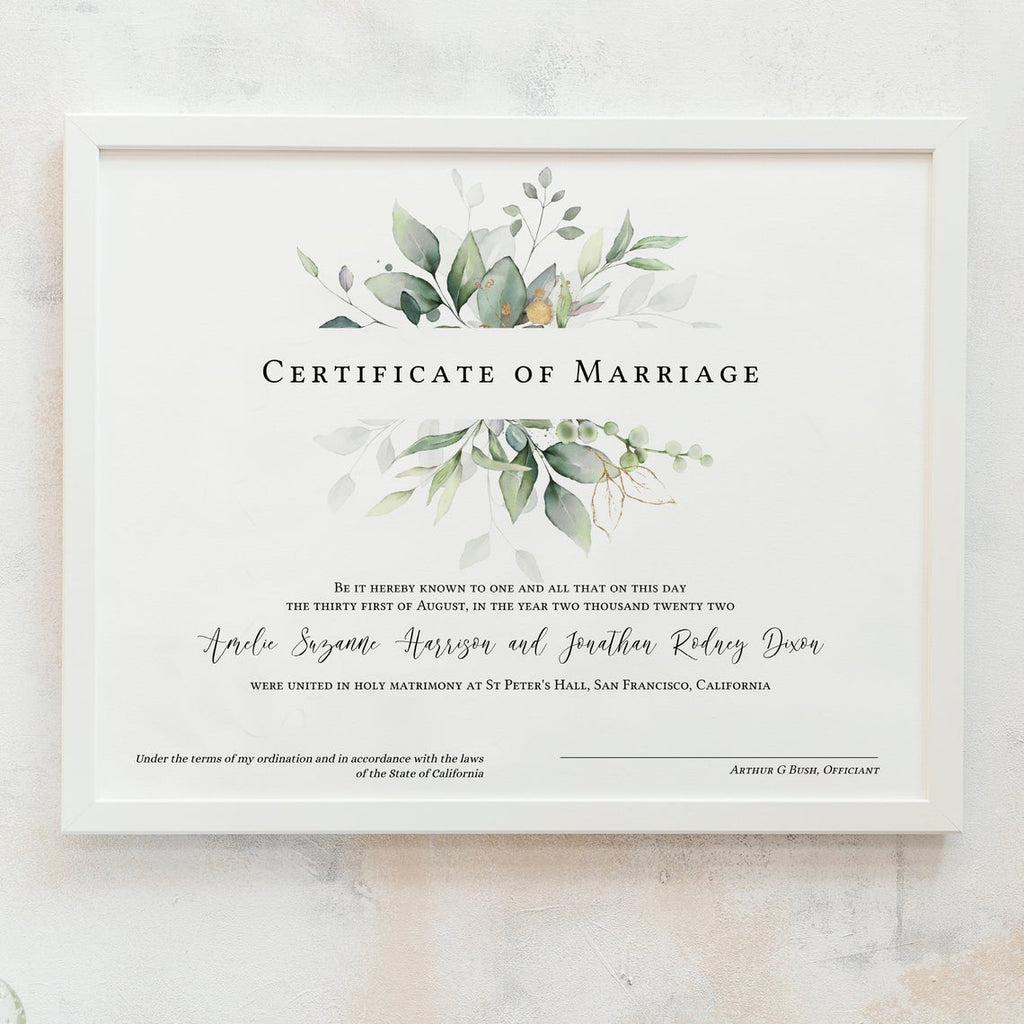 Certificate of Marriage Template