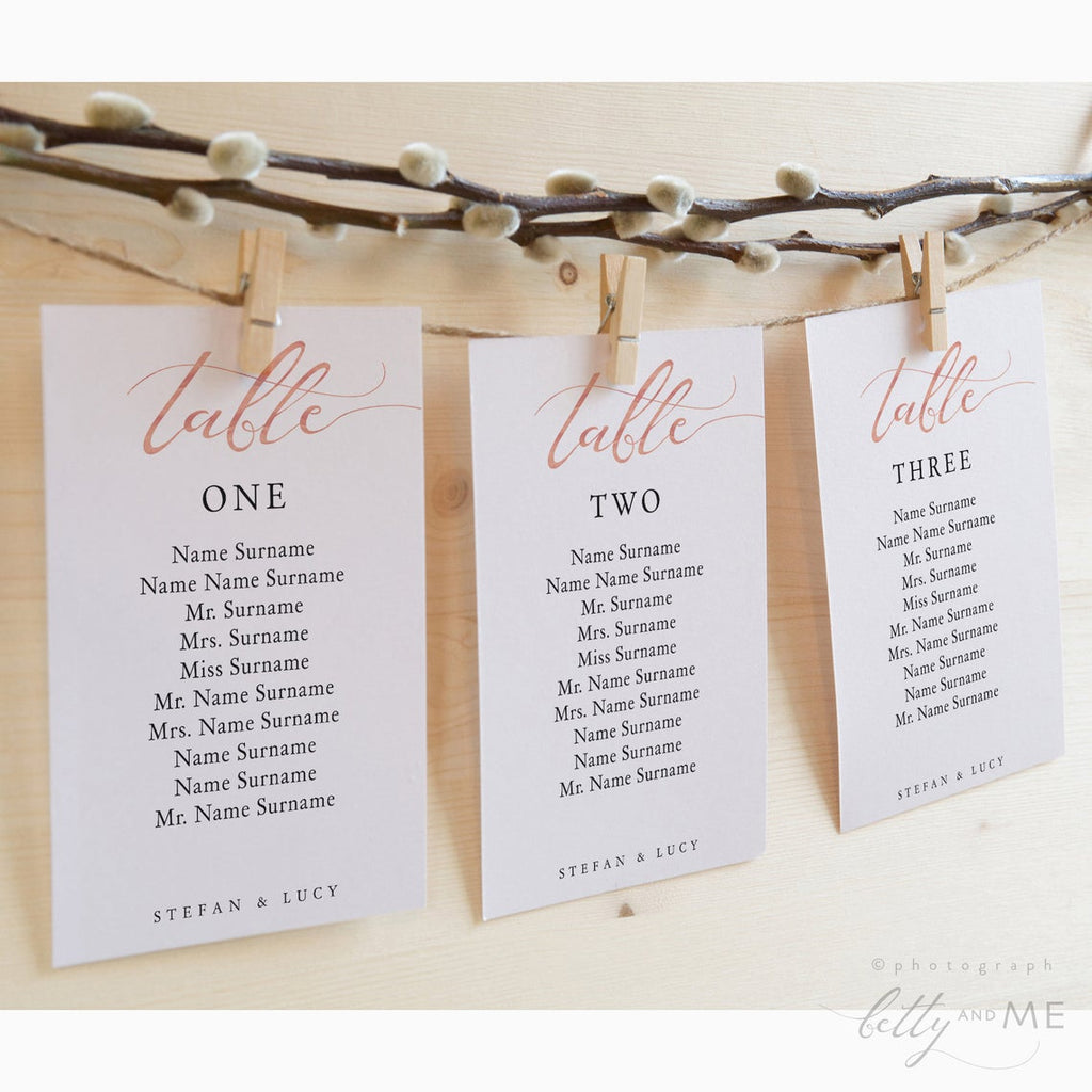 Table seating clearance labels